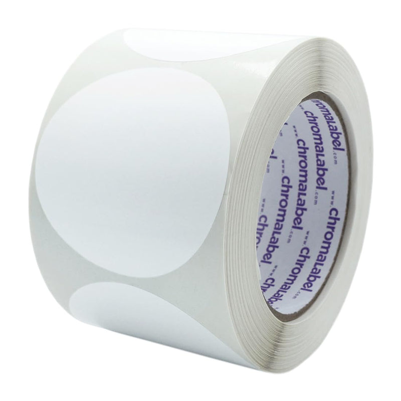 3" Permanent Color-Code Round Circle Inventory Labels: 500/Roll – White