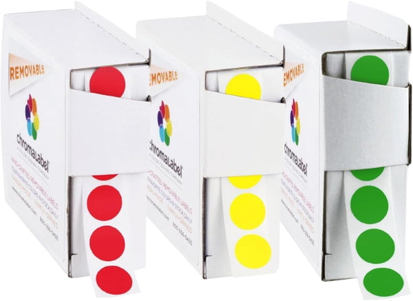 1/2" Removable Red, Yellow and Green Kit, 3 Boxes, 1000/Box
