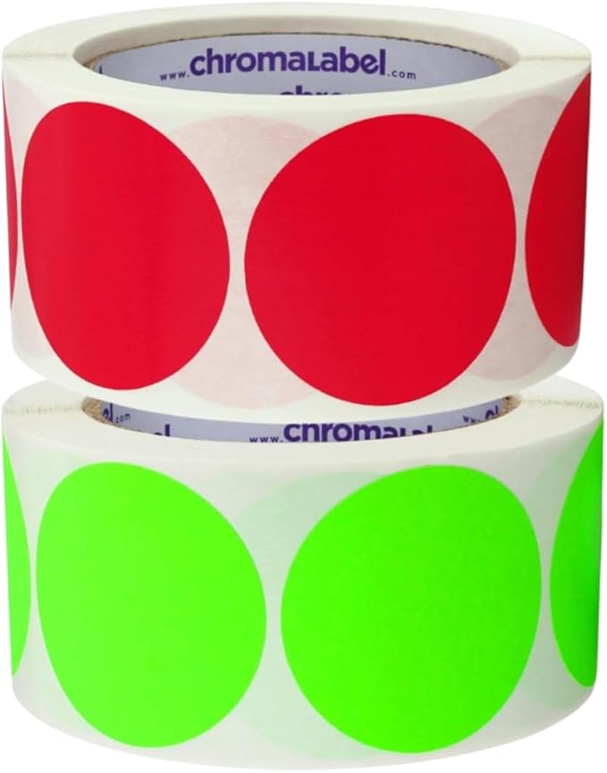 2" Permanent Fluorescent Green and Red 2 Boxes, 500/Box