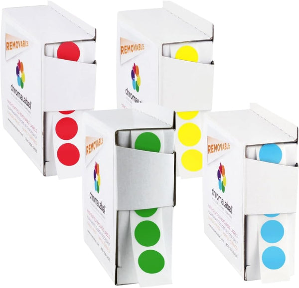 1/2" Removable Red, Yellow, Green and Light Blue Kit, 4 Boxes, 1000/Box