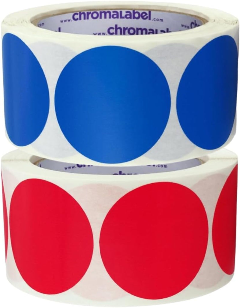 2" Permanent Round Color-Code Dot, Inventory Labels, Red and Dark Blue, 2 Rolls, 500/Roll – Default Title