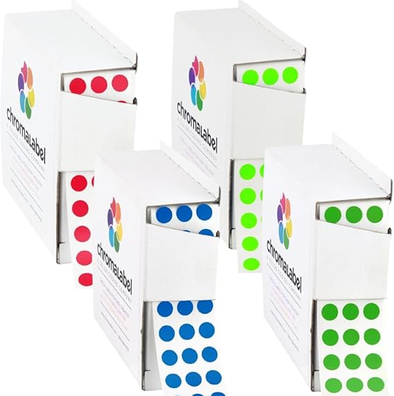 1/4" Permanent Red, Dark Blue, Green, and Fluorescent Green, 4 Boxes, 1000/Box