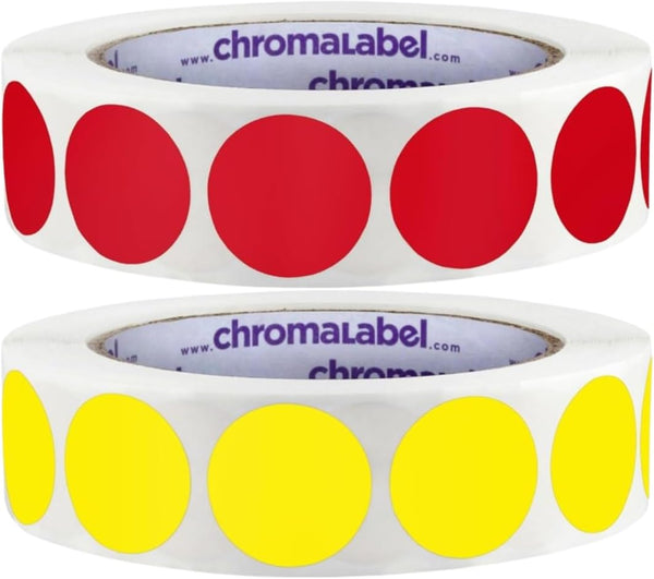 1" Permanent Yellow and Red, 2 Boxes, 1000/Box