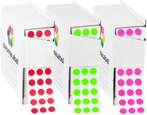 1/4" Permanent Fluorescent Green, Red and Fluorescent Pink Kit, 3 Boxes, 1000/Box