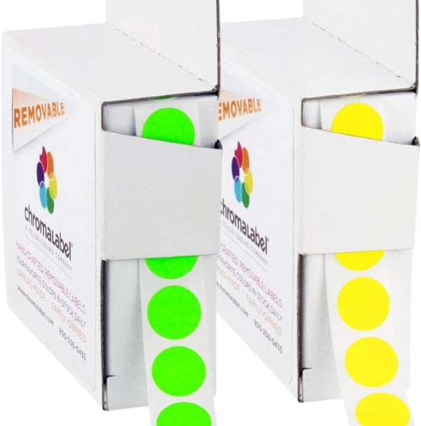 1/2" Removable Fluorescent Green and Fluorescent Yellow Kit, 2 Boxes, 1000/Box