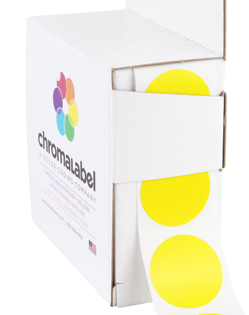 1" Permanent Round, Color-Code Dots: 1,000/Box – Yellow