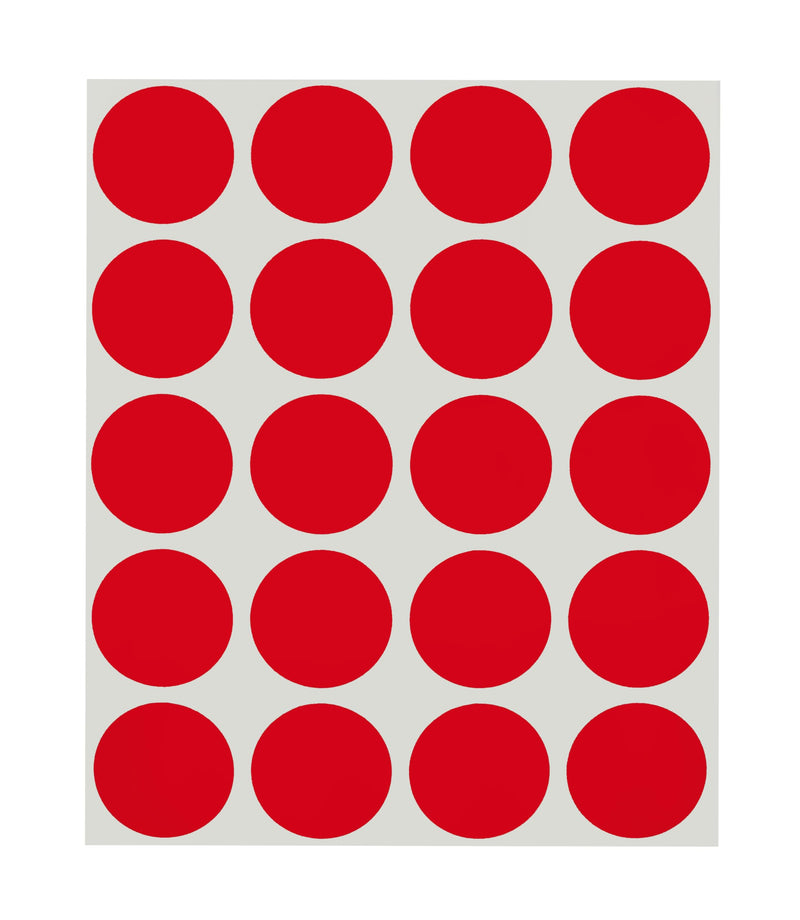 1" Removable Round Color-Code Dots: 1,000/Pack – Red