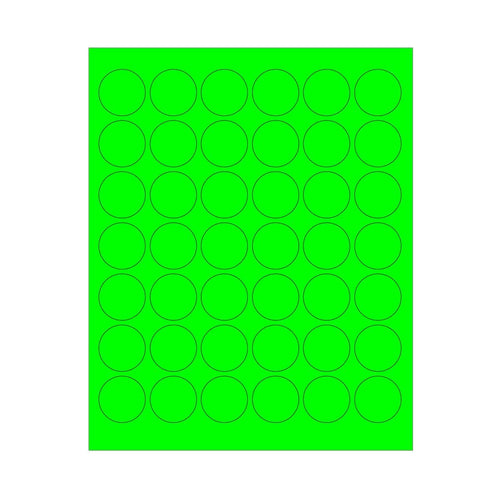 1-1/4 in Printable Round Labels, Assorted Fluorescent Colors, Fluorescent Green