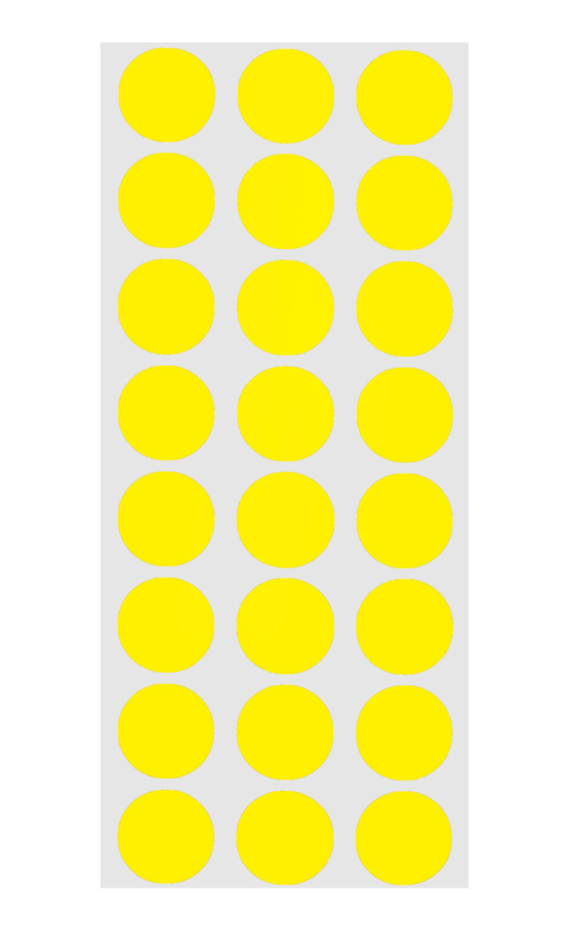 1/2" Permanent Round, Color-Code Dots: 1,200/Pack – Yellow