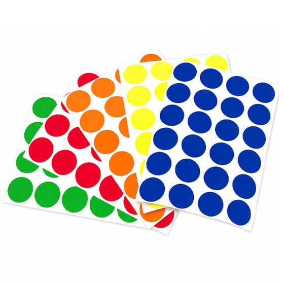 3/4" Permanent Round Color Coding Sheeted Dot Kit (Primary): 1,200/Pack