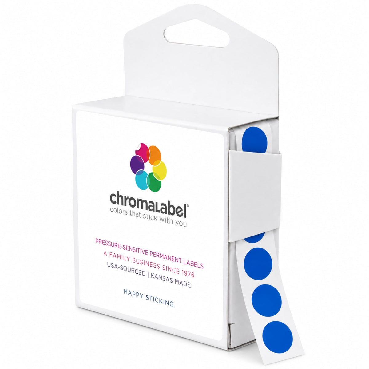 1/2 in Permanent Round, Color-Code Dot Stickers, Dark Blue
