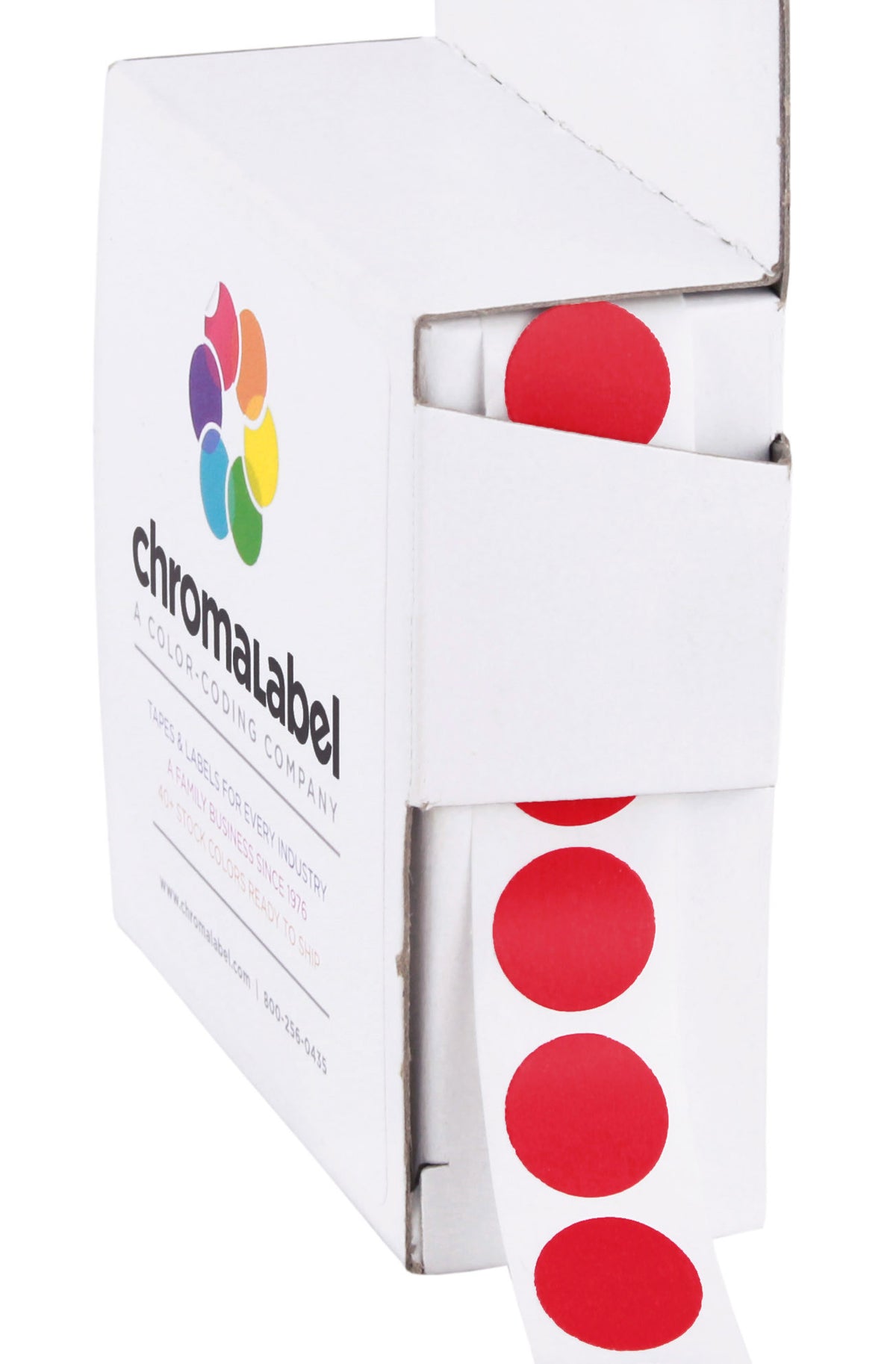 1/2 in Permanent Round, Color-Code Dot Stickers, Red