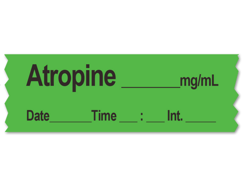 Atropine Labeling Tape for Anesthesia: mg/mL Date Time Initial - 1/2