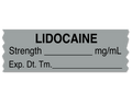 Lidocaine Labeling Tape for Anesthesia: mg/mL Exp. Dt. Tm. - Gray - 1/2