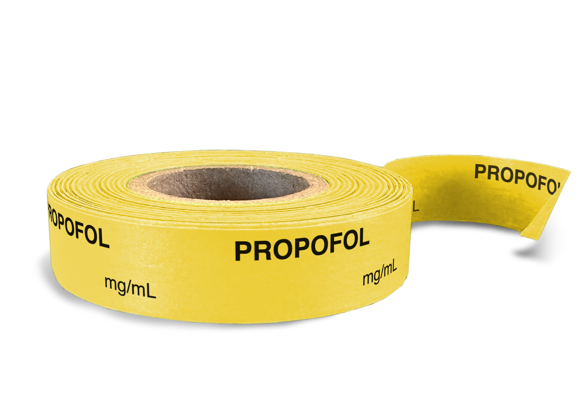 Propofol Labeling Tape for Anesthesia: mg/mL - Yellow - 1/2" x 500"