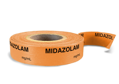 Midazolam Labeling Tape for Anesthesia: mg/mL - Orange - 1/2