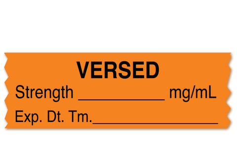 Versed Labeling Tape for Anesthesia: mg/mL Exp. Dt. Tm. - Orange - 1/2