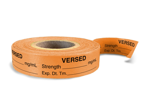 Versed Labeling Tape for Anesthesia: mg/mL Exp. Dt. Tm. - Orange - 1/2