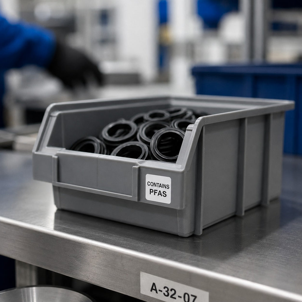 Contains PFAS Labels – 1 Inch Square - 500/Roll