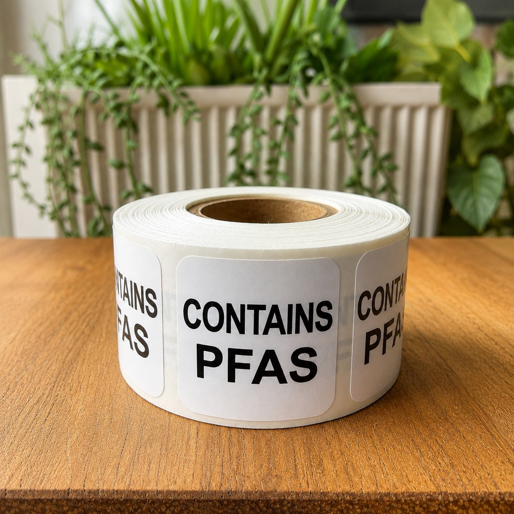 Contains PFAS Labels – 1 Inch Square - 500/Roll
