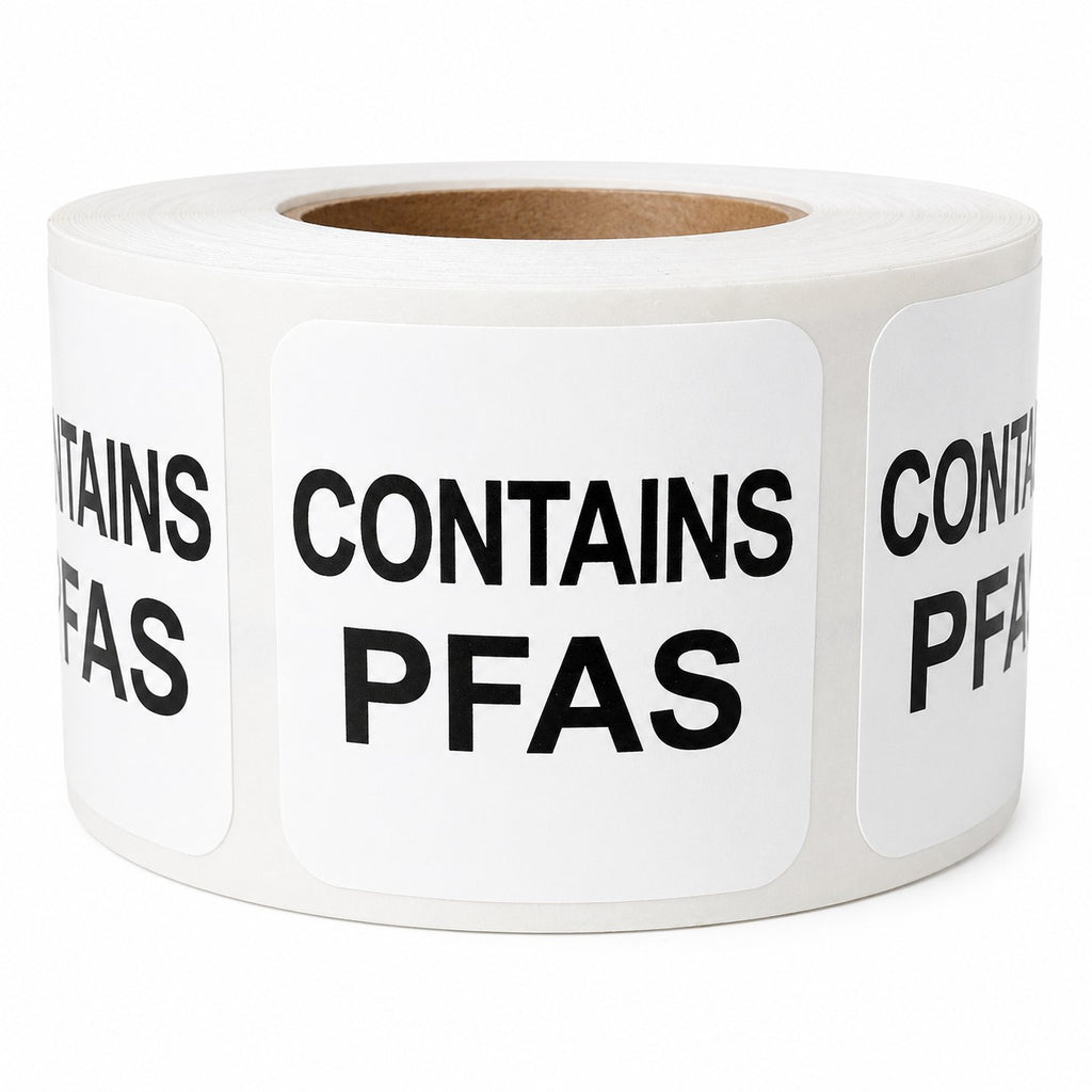 Contains PFAS Labels – 1 Inch Square - 500/Roll