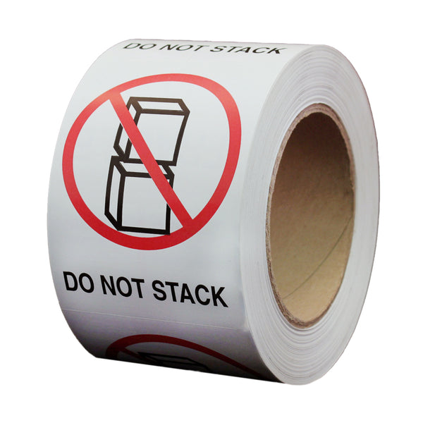 3" x 4" Imprinted "Do Not Stack" Shipping & Handling Warning Square Labels