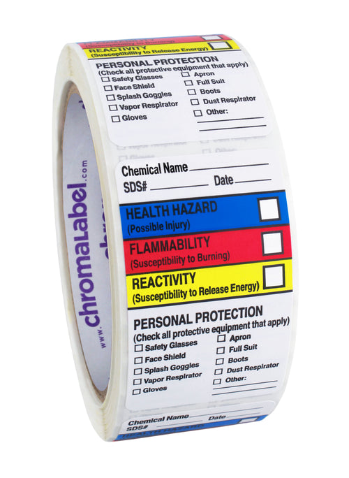 Hazardous Material Safety Checkbox HMIG Labels: Write-In, 1.5" x 2.5" - 250/Roll