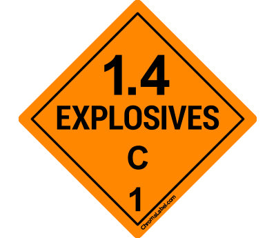 1" x 1" Permanent Durable D.O.T. Hazard Labels: Class 1.4C Explosives, 250/Roll