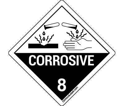 1" x 1" Permanent Durable D.O.T. Hazard Labels: GHS08: Corrosive Pictogram, 250/Roll
