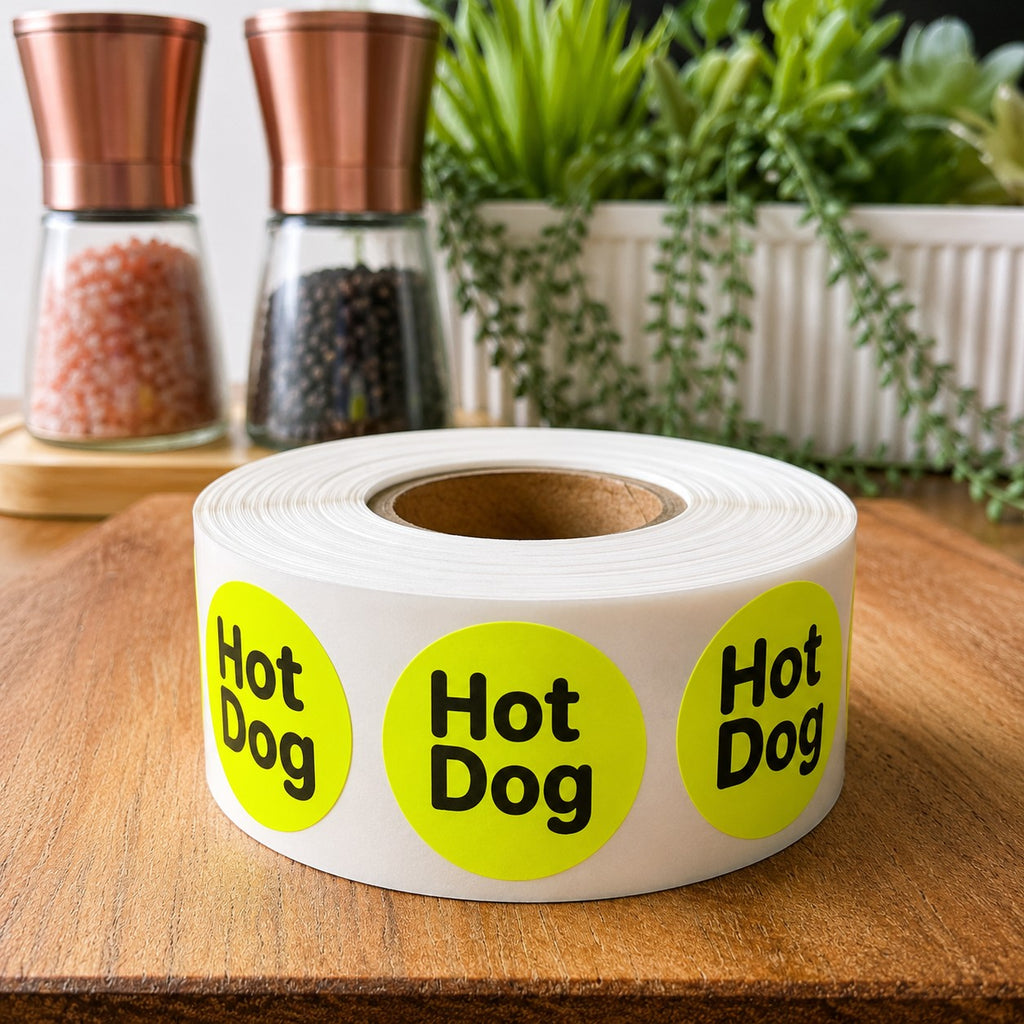 Hot Dog Stickers for Food Labeling - 500/Roll