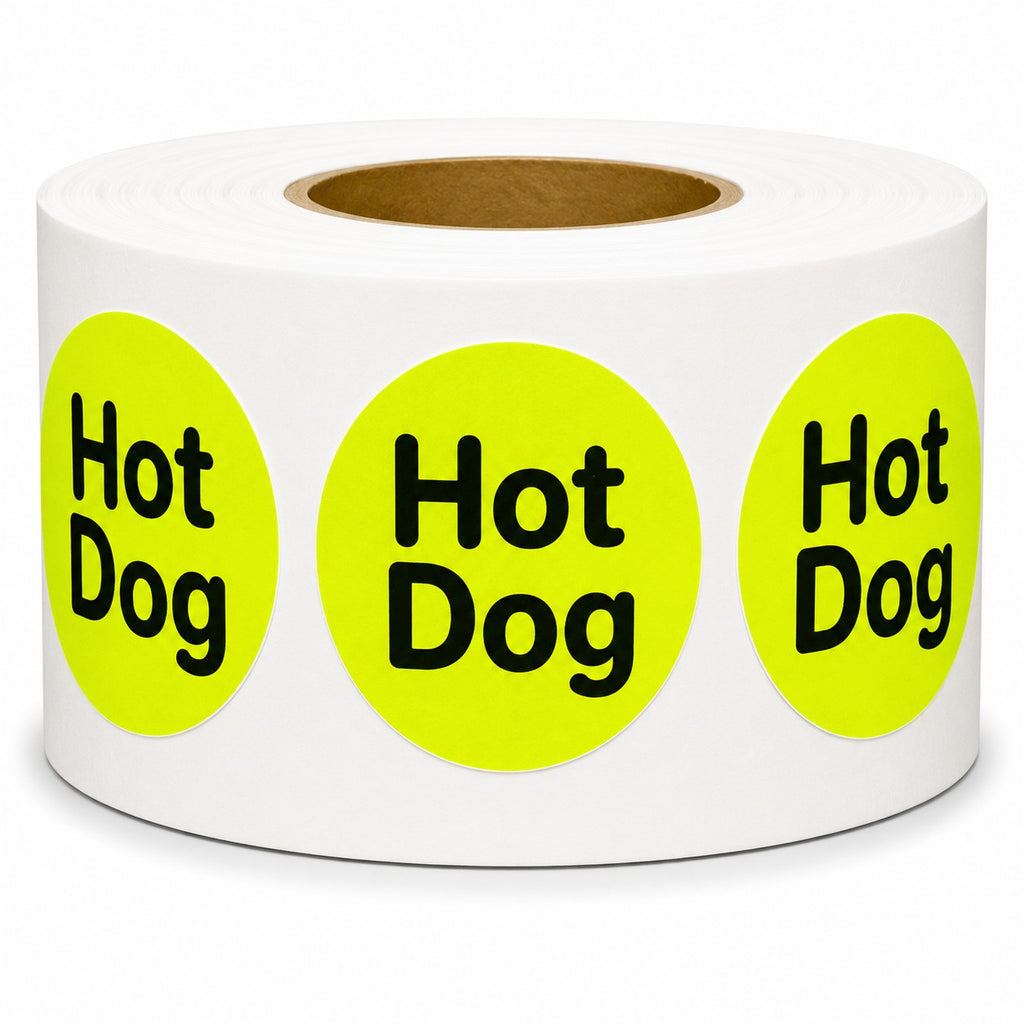 Hot Dog Stickers for Food Labeling - 500/Roll