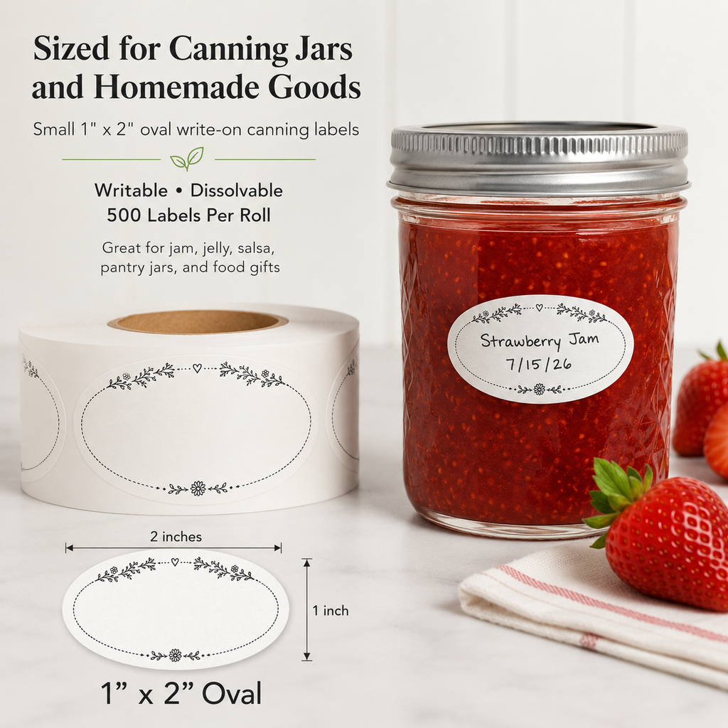 Dissolvable Canning Labels - Oval - 500/Roll