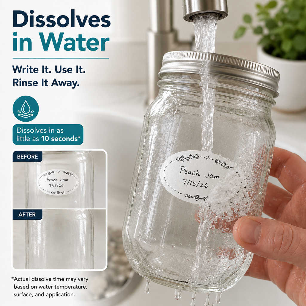 Dissolvable Canning Labels - Oval - 500/Roll