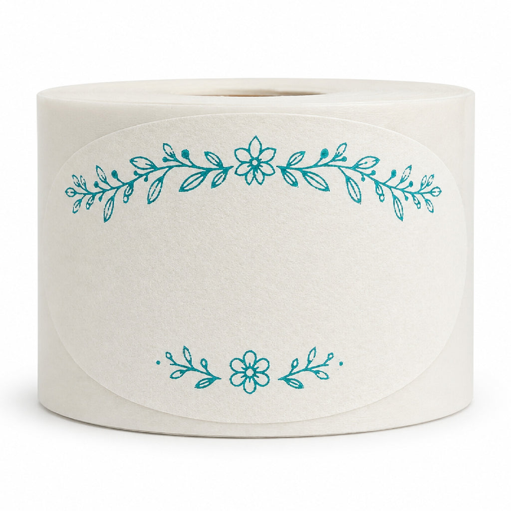 Dissolvable Canning Labels - Teal Floral Farmhouse Style - 200/Roll