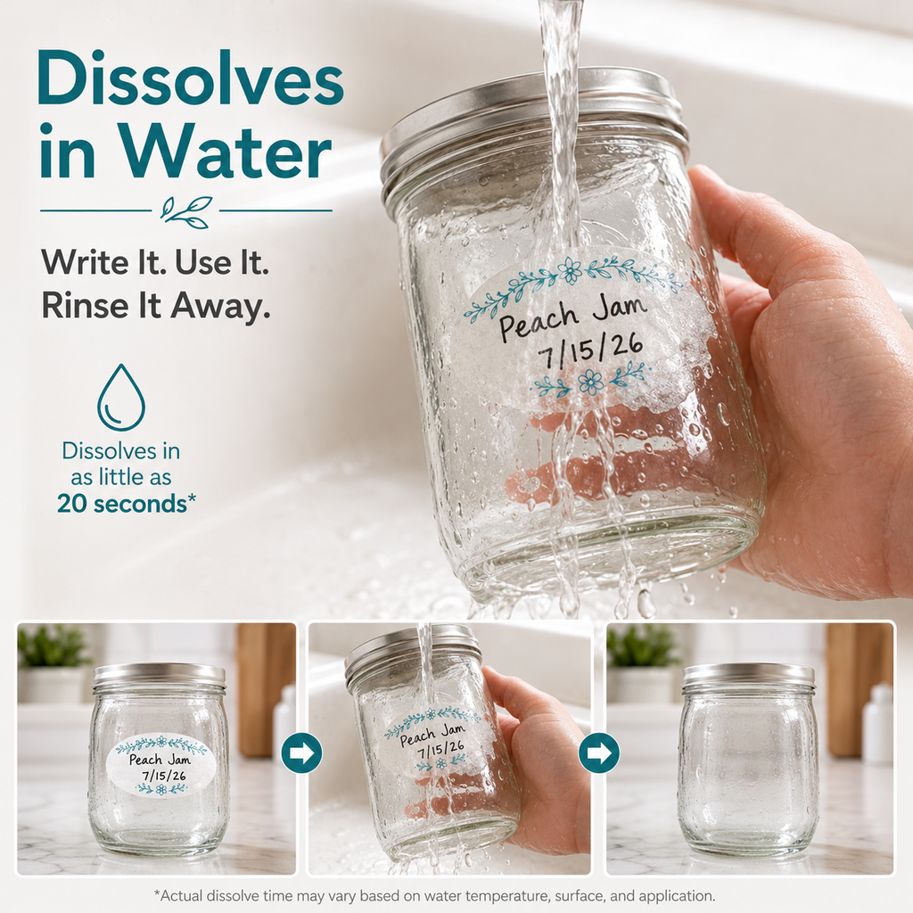 Dissolvable Canning Labels - Teal Floral Farmhouse Style - 200/Roll