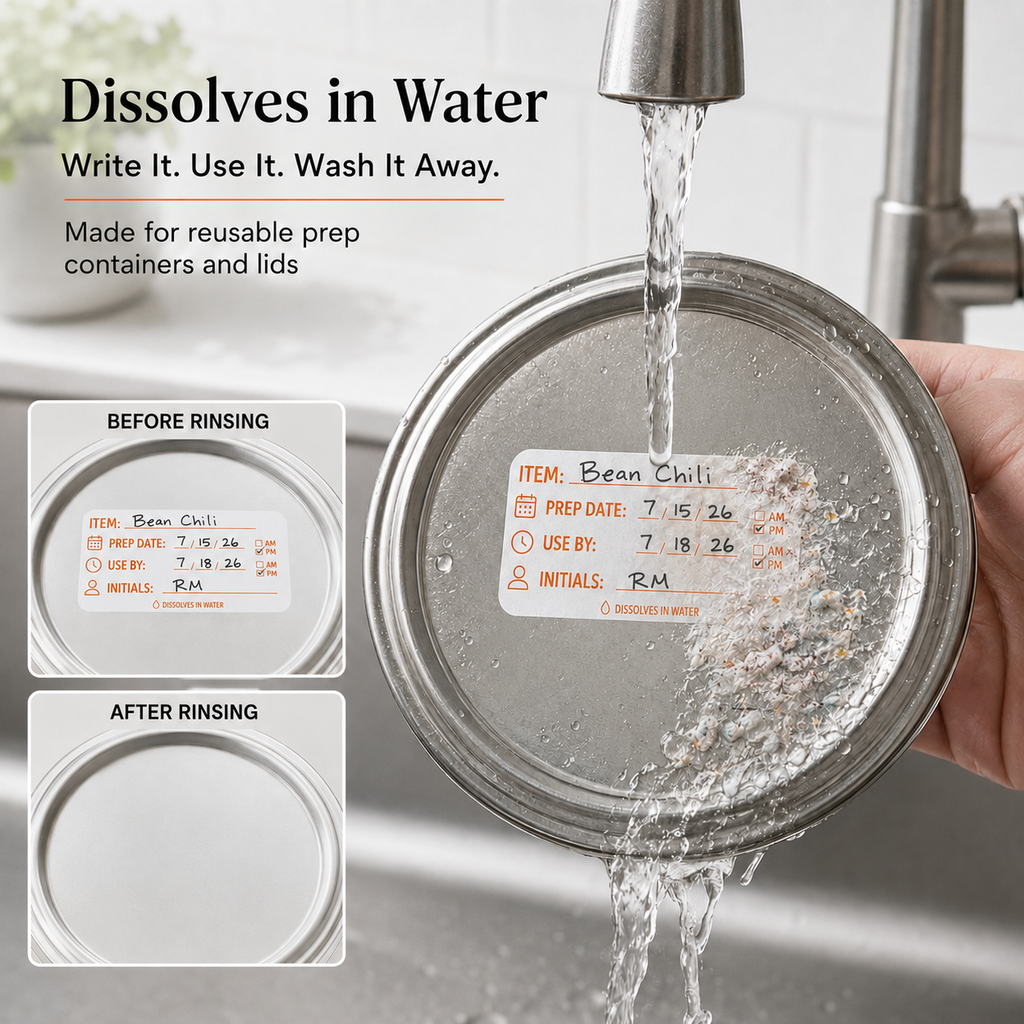 Dissolvable Food Prep Labels 1