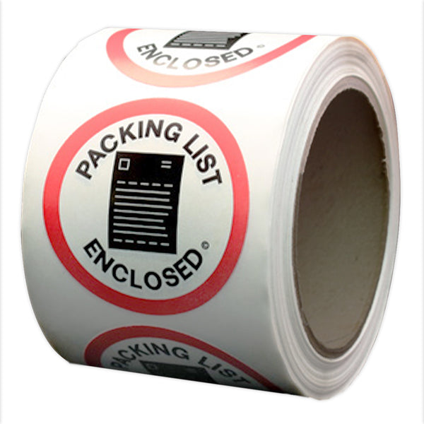 2-1/2" Imprinted "Packing List Enclosed" Shipping & Handling Round Labels