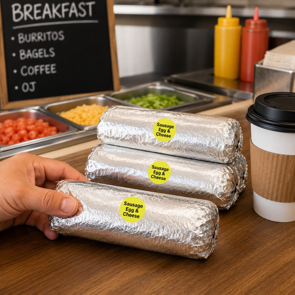 Sausage Egg & Cheese Stickers for Food Labeling - 500/Roll