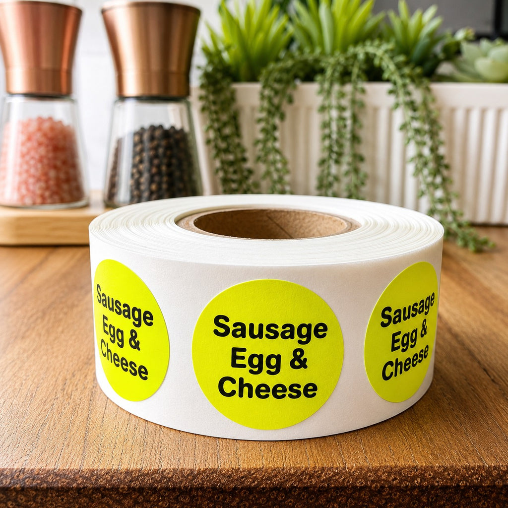 Sausage Egg & Cheese Stickers for Food Labeling - 500/Roll