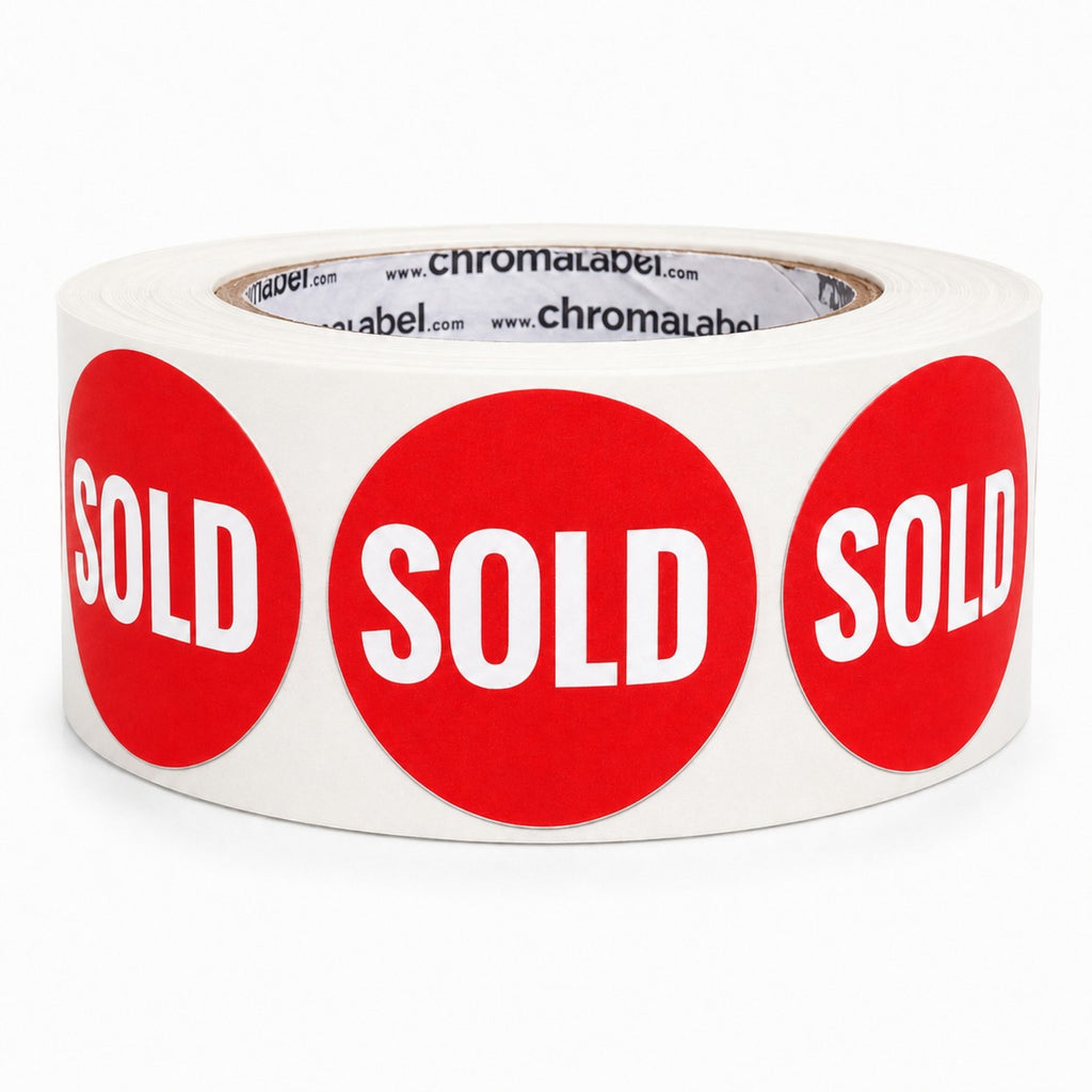 Red SOLD Stickers for Estate Sales, Auctions and Retail Stores - 1.5 Inch, 1,000/Roll