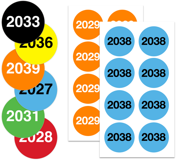 1-1/2" Permanent Round, Color-Code Year Inventory & Warehouse Dots: Primary Colors