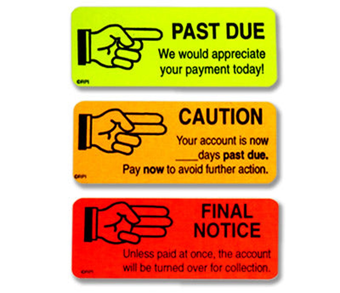 Accounts Receivable Collection Stickers Pack-3 Popular Billing Labels - larger clean product image