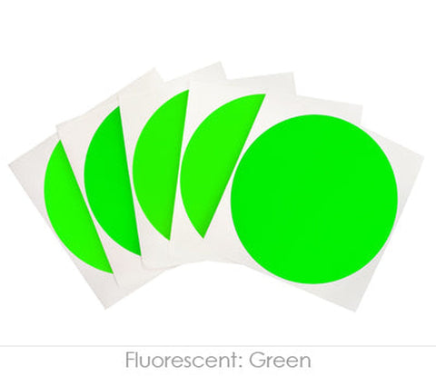 Big 4 in. Round Removable-Adhesive Labels, 100 Dot Stickers per Pack Fluorescent Green - larger clean product image