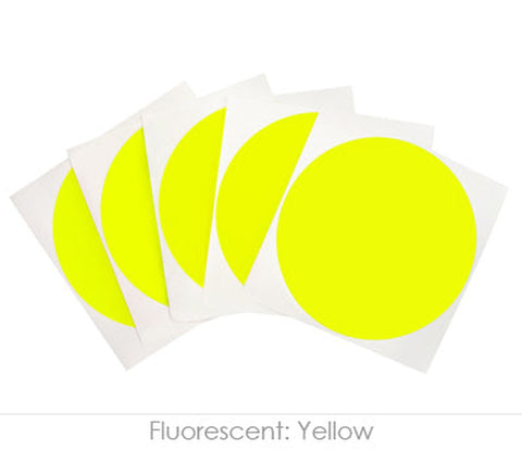 Big 4 in. Round Removable-Adhesive Labels, 100 Dot Stickers per Pack Fluorescent Yellow - larger clean product image