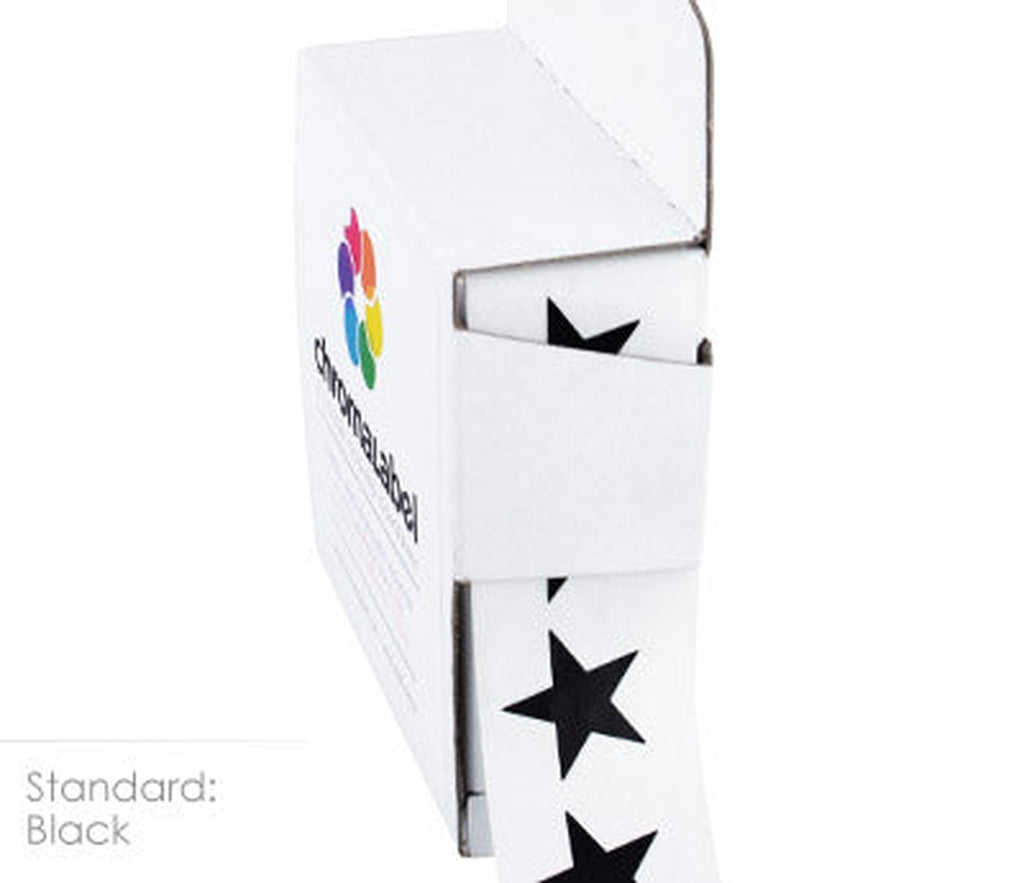 Color-Coding Star Shaped Labels, 0.75 inch | 1,000/ Dispenser Box Black - larger clean product image