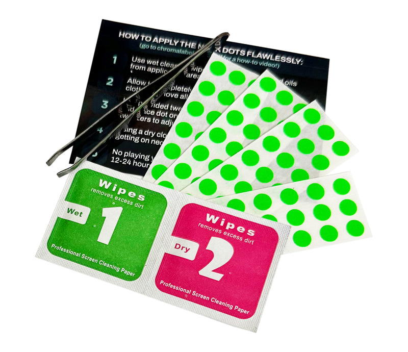 Guitar neck dot kit contents