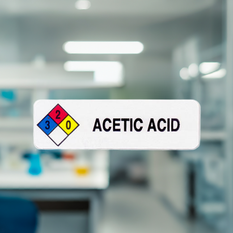 "Acetic Acid" HMIG Safety Labels, 0.75" x 2.5", 250/ROLL