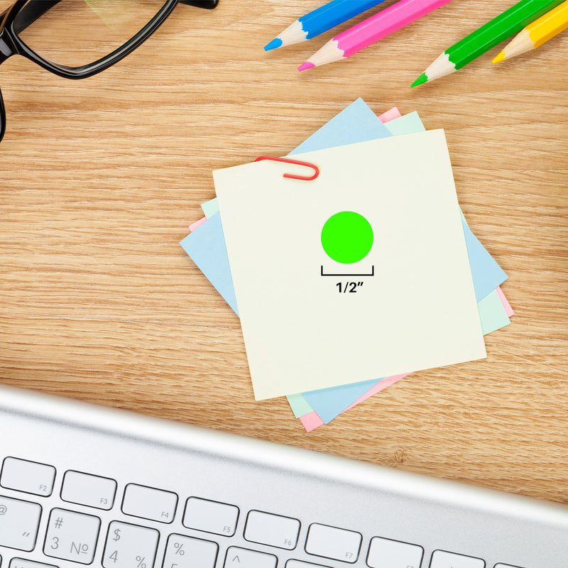 1/2" Removable Round, Color-Code Dot Stickers: 250/Box