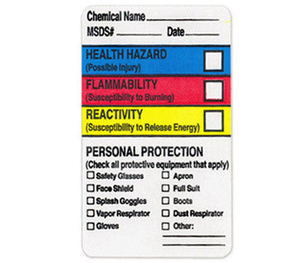 HMIG Labels w/ PPE Check Boxes & Safety Definitions - larger clean product image