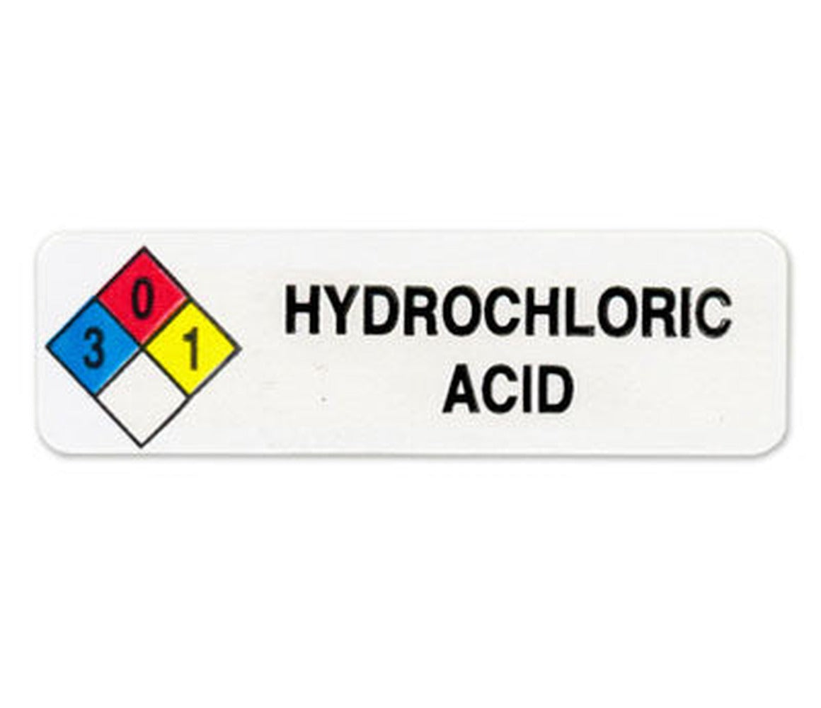 HYDROCHLORIC ACID Label | 3/4 x 2-1/2